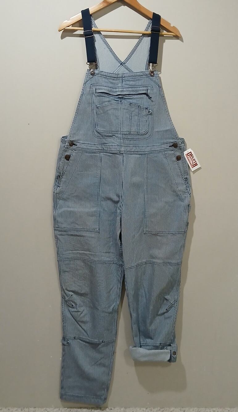 Duluth Rootstock Gardening Overalls Womens Large 31 NWT Striped Utility Workwear